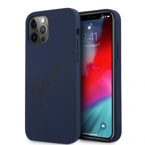 Guess iPhone 12 Pro Max Skal Vintage Silicone Blå