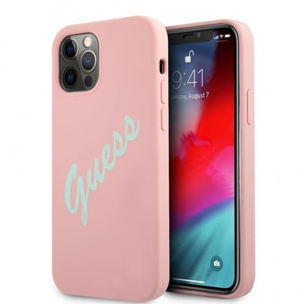 Guess iPhone 12 Pro Max Skal Vintage Silicone Rosa