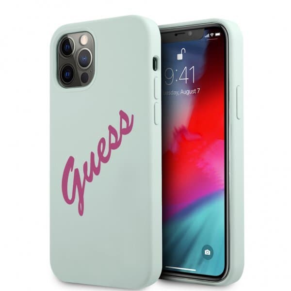 Guess iPhone 12 Pro Max Kuori Vintage Silicone Sininen