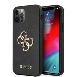 Guess iPhone 12 Pro Max Kuori 4G Logo Saffiano Musta