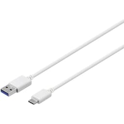 Sandstrøm USB A-C kabel 2m (vit)