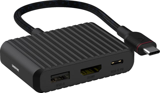 Unisynk 3 Port USB-C hubb (svart)