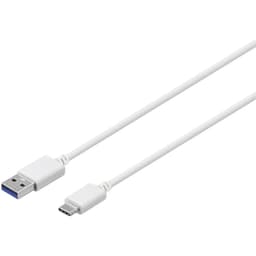 Sandstrøm USB A-C kabel 1,2 m (hvit)