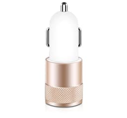 Billader 2.4A med dobbelt USB og LED guld