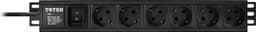 TOTEN, stikkontakt 6xCEE 7/4 1xCEE 7/7 bryter 3m 19 "