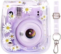 Kameralaukku Instax Mini 8/9/11 Läpinäkyvä violetti kukilla