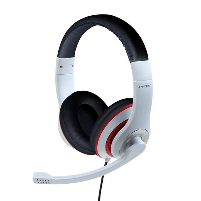 Gembird Stereo Headset MHS 03 WTRDBK Vit och svart färg med röd ring,
