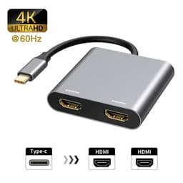 NÖRDIC USBC till 2XHDMI adapter 4K60Hz dual HDMI skärm MST dubbla HDMI USB type C adapter