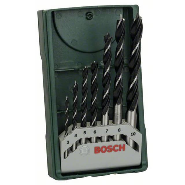 Trä-spiralborr-set 7 delar 3 mm, 4 mm, 5 mm, 6 mm, 7