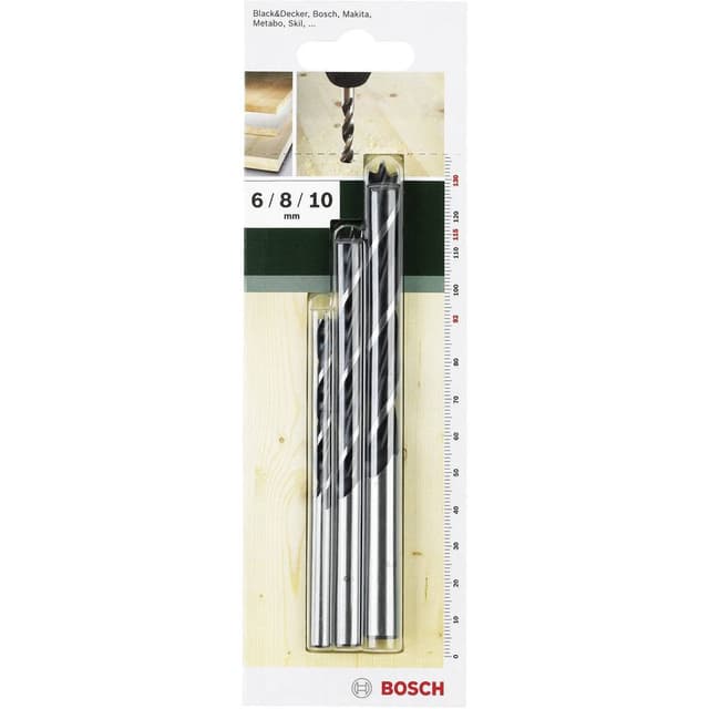 Trä-spiralborr-set 3 delar 6 mm, 8 mm, 10 mm Bosch