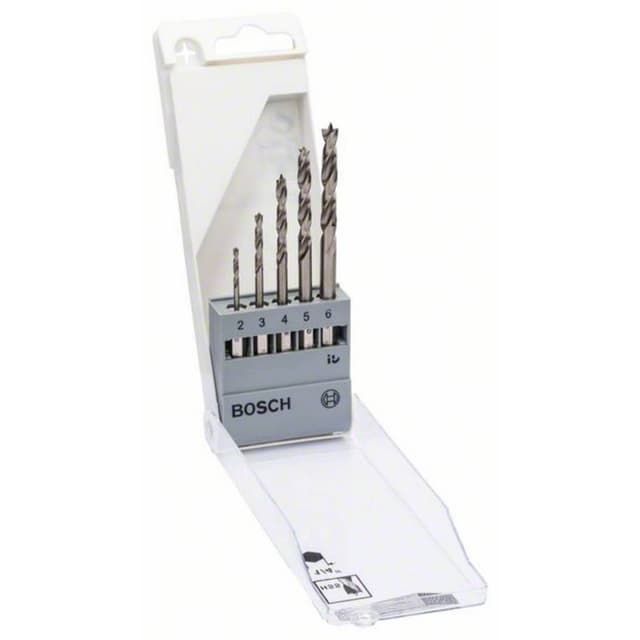 Trä-spiralborr-set 5 delar 2 mm, 3 mm, 4 mm, 5 mm, 6 mm