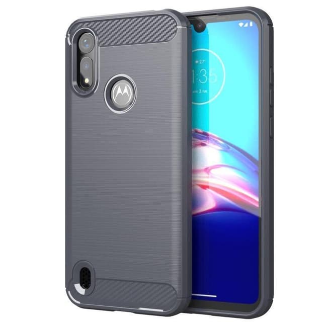 SKALO Moto E6i Armor Carbon Iskunkestävä TPU suojakuori - Harmaa