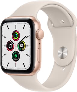 Apple Watch SE 44 mm GPS (Gold Alu/Starlight sportsbånd)