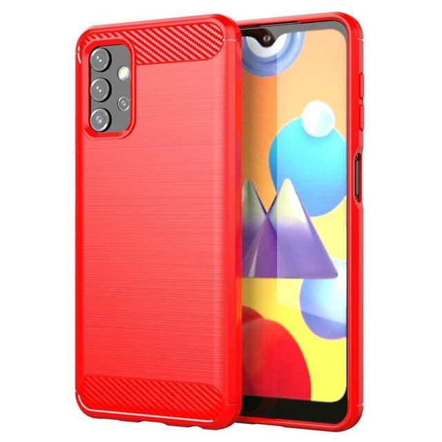 SKALO Samsung A32 5G Armor Carbon Iskunkestävä TPU suojakuori - Punainen