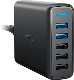 Anker PowerPort 5 multi-port USB-A laturi (musta)