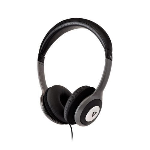V7 HA520-2EP, Hörlurar, Huvudband, Musik, Svart, Silver, Rotations-,