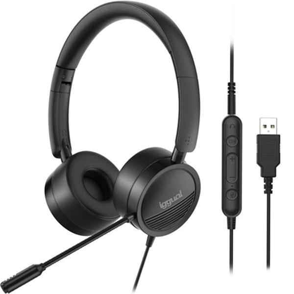 Hörlurar med Mikrofon iggual Dual Tech Svart
