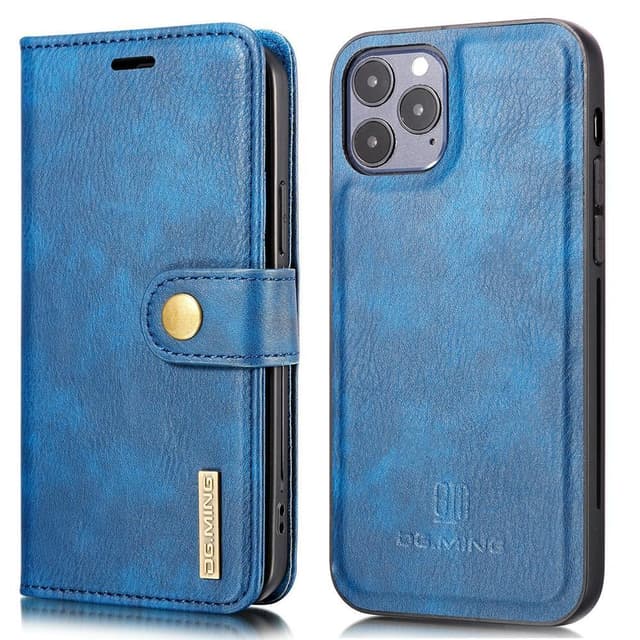 DG.MING iPhone 13 Pro Split Läder Plånboksfodral - Blå