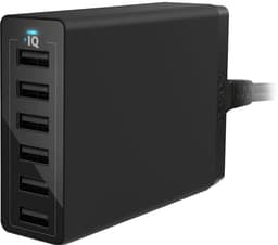 Anker PowerPort 6 multi-port USB-A oplader (sort)