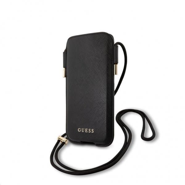 Guess Pouch Saffiano Script Logo Small/Medium Svart