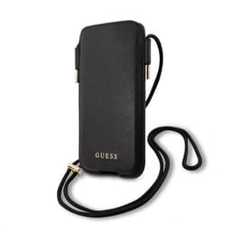 Guess Pouch Saffiano Script Logo Large Svart