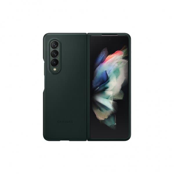 Samsung Original Galaxy Z Fold3 Skal Leather Cover Grön