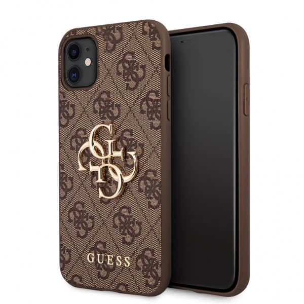 Guess iPhone 11 Skal Metal Logo Brun