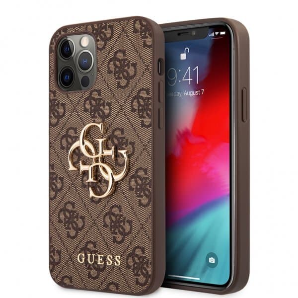 Guess iPhone 12/iPhone 12 Pro Skal Metal Logo Brun
