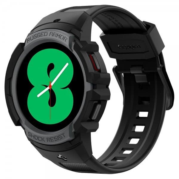 Spigen Samsung Galaxy Watch 4/5 44mm Skal med Armband Rugged Armor Pro Charcoal Gray