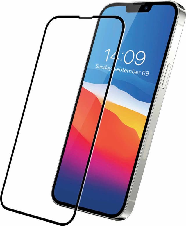 Sandstrøm buet skærmbeskytter i glas til iPhone 13/13 Pro/14/16e/17e