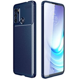 Carbon silikoni kuori Mororola Moto G60S  - sininen