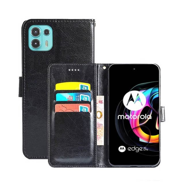 Lompakkokotelo 3-kortti Motorola Edge 20 Lite  - musta