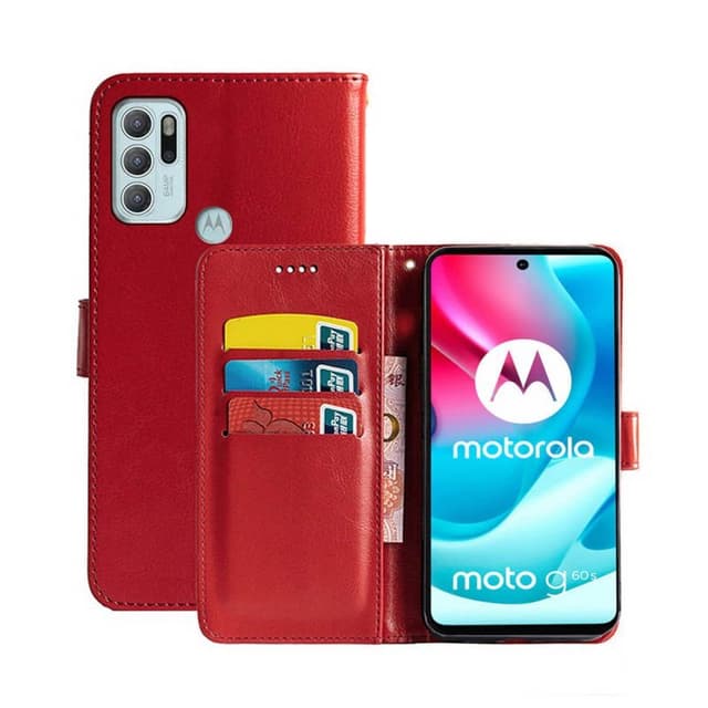 Mobilplånbok 3-kort Motorola Moto G60S  - Röd