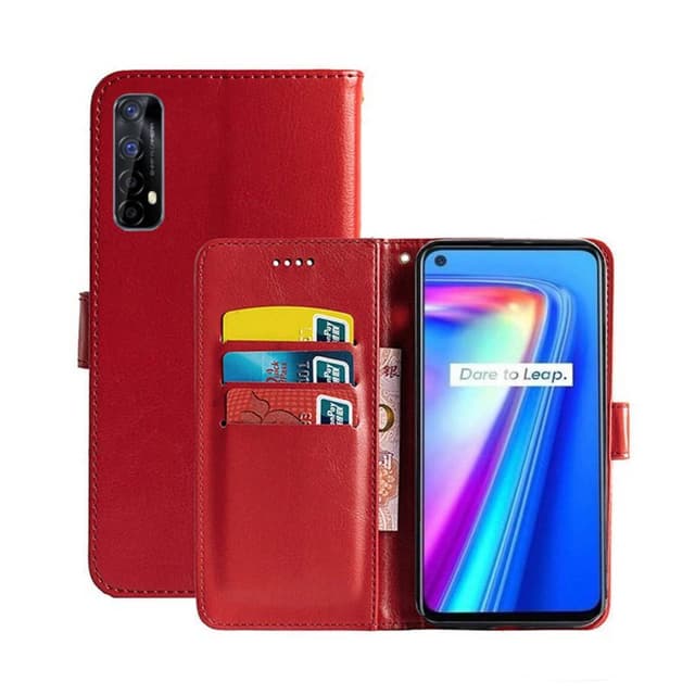 Lompakkokotelo 3-kortti Realme 7 4G  - punainen