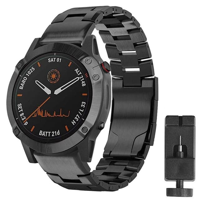 Armband titan Garmin Fenix 6 Pro - Svart