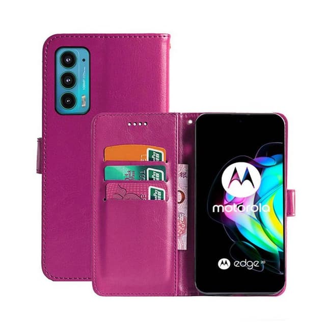 Lommebokdeksel 3-kort Motorola Edge 20  - Rosa