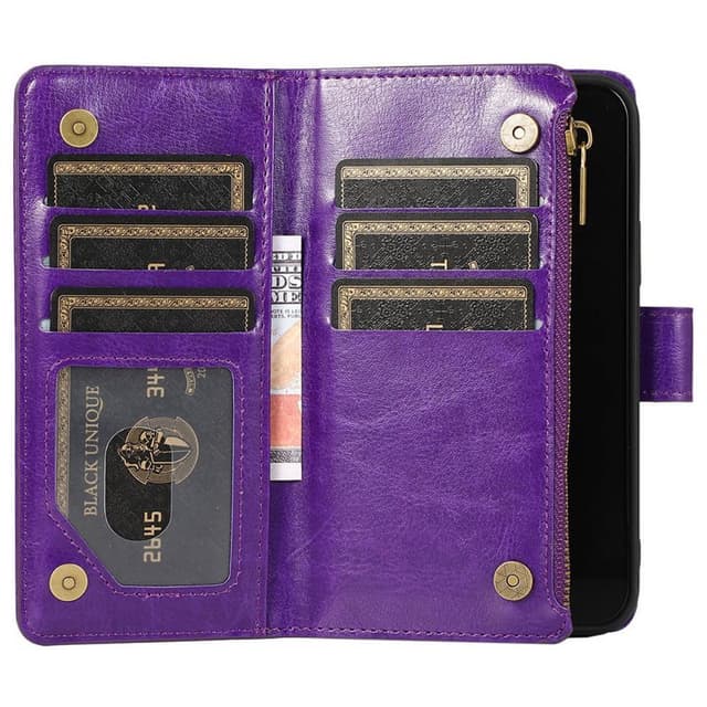 Dubbelflip Zipper 9-kort Apple iPhone 13 mini  - Lila