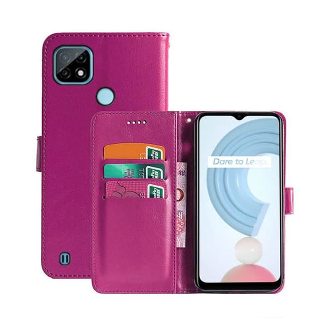 Wallet Cover 3-kort Realme C21  - lyserød