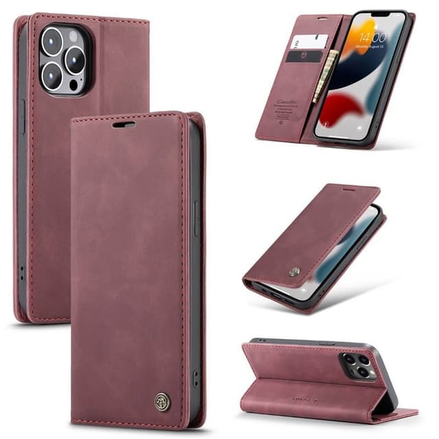 CaseMe Smart FlipCase Apple iPhone 13 Pro Max  - viininpunainen