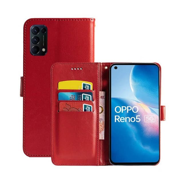 Wallet Cover 3-kort Oppo Reno5 5G  - rød