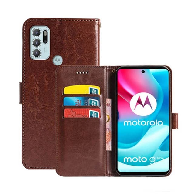 Lompakkokotelo 3-kortti Motorola Moto G60S  - ruskea