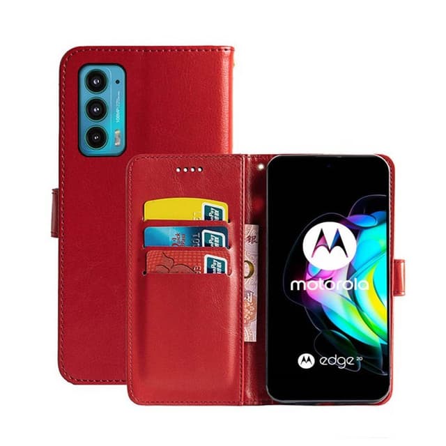 Lommebokdeksel 3-kort Motorola Edge 20  - RØD
