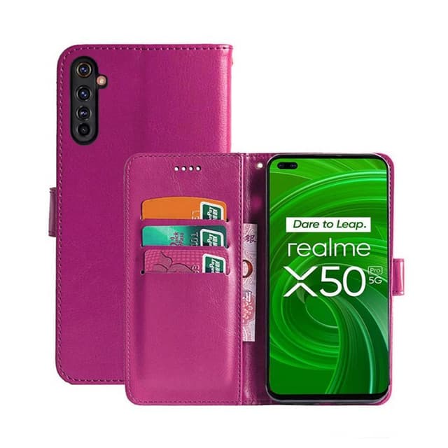 Lompakkokotelo 3-kortti Realme X50 Pro 5G  - pinkki