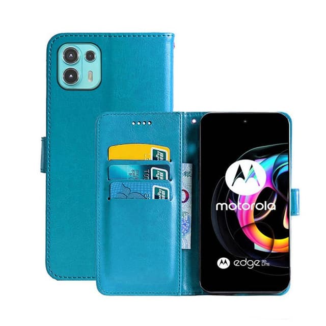 Lompakkokotelo 3-kortti Motorola Edge 20 Lite  - Vaaleansininen