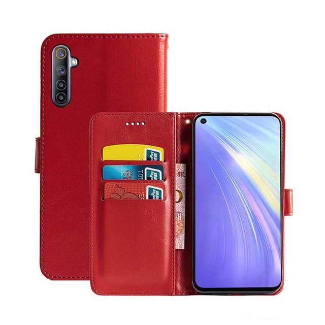 Wallet Cover 3-kort Realme 6  - rød