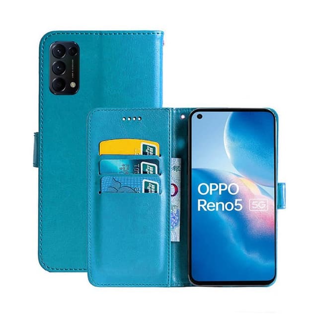 Lompakkokotelo 3-kortti Oppo Reno5 5G  - Vaaleansininen