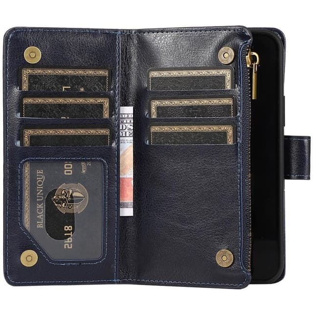 Dubbelflip Zipper 9-kort Apple iPhone 13  - Blå
