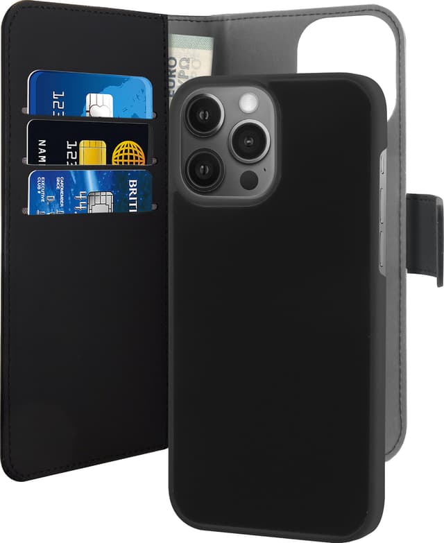 Puro 2-i-1 plånboksfodral för iPhone 13 Pro Max (svart)