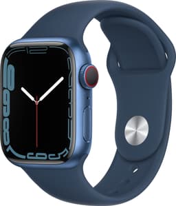 Apple Watch Series 7 41mm GPS+eSIM (blå alu/mørk dybhavsblå sportsrem)