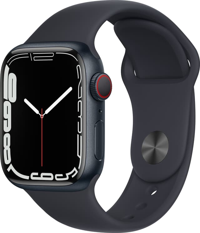 Apple Watch Series 7 41mm GPS+eSIM (Midnat alu / Midnat sportsrem)